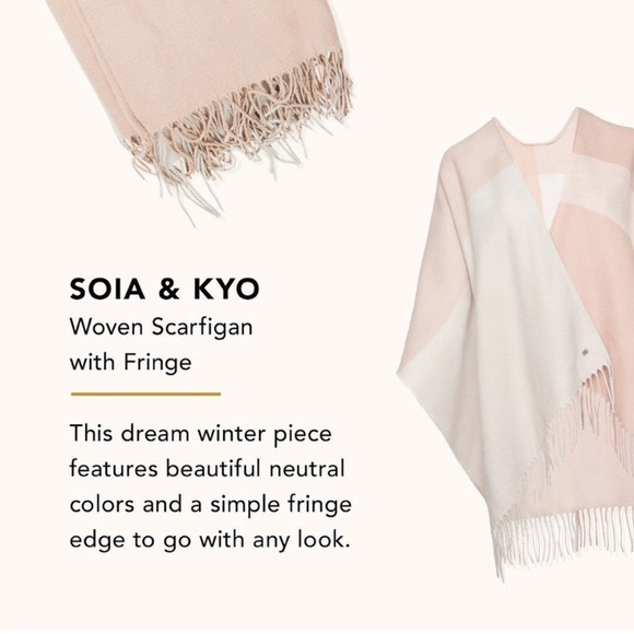 NWT Soia & Kyo light pink colourblock shawl/cape with fringe detail - Picture 11 of 11